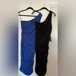 (2) nwt Love x Design ruched one shoulder dresses